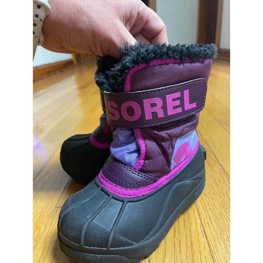 Sorel Kids Snow Commander Purple Pink Winter Boots NC1877-562 Size 8 Toddler